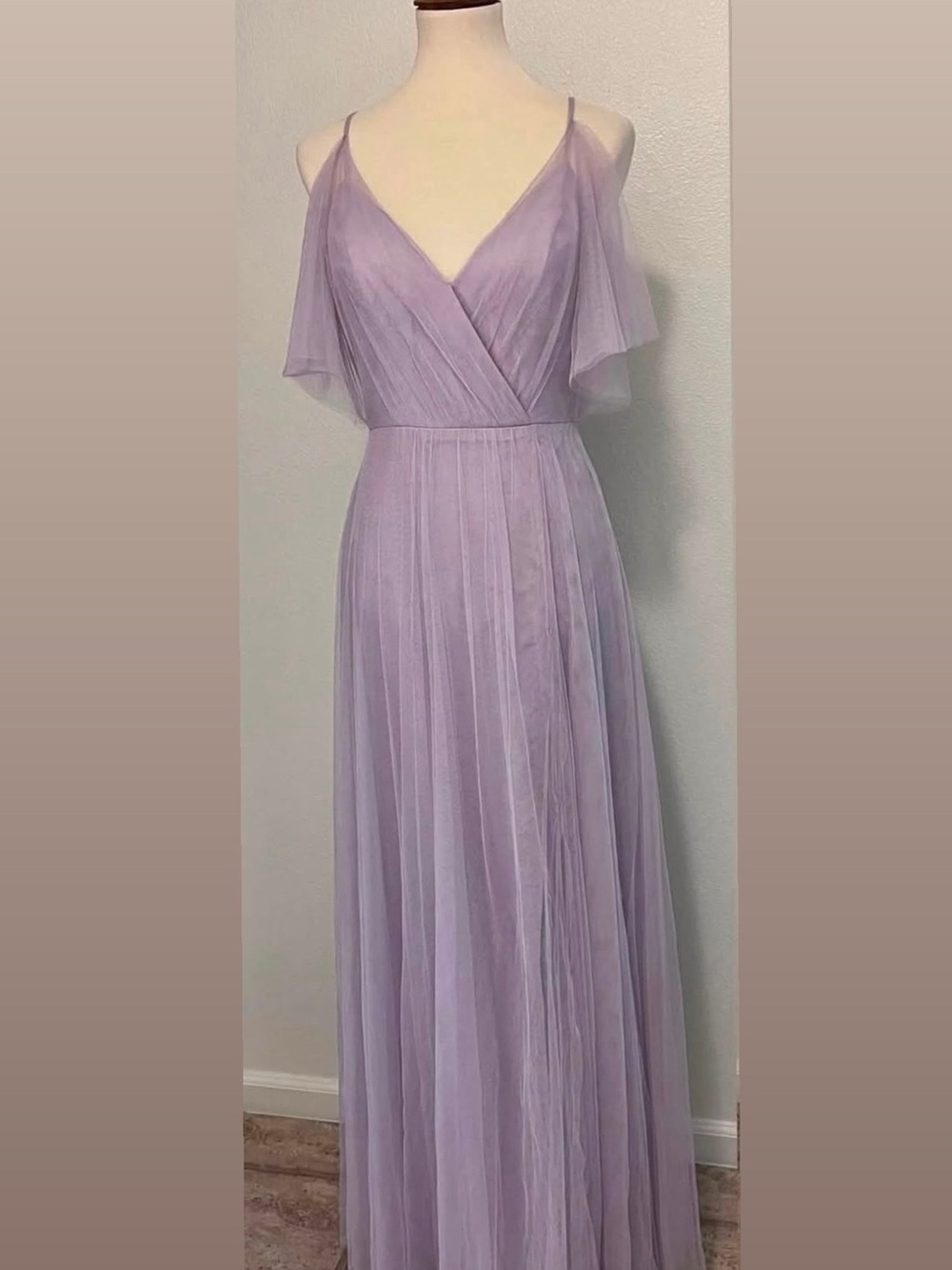 Jenny Yoo Lavender Chiffon V-Neck Maxi Dress